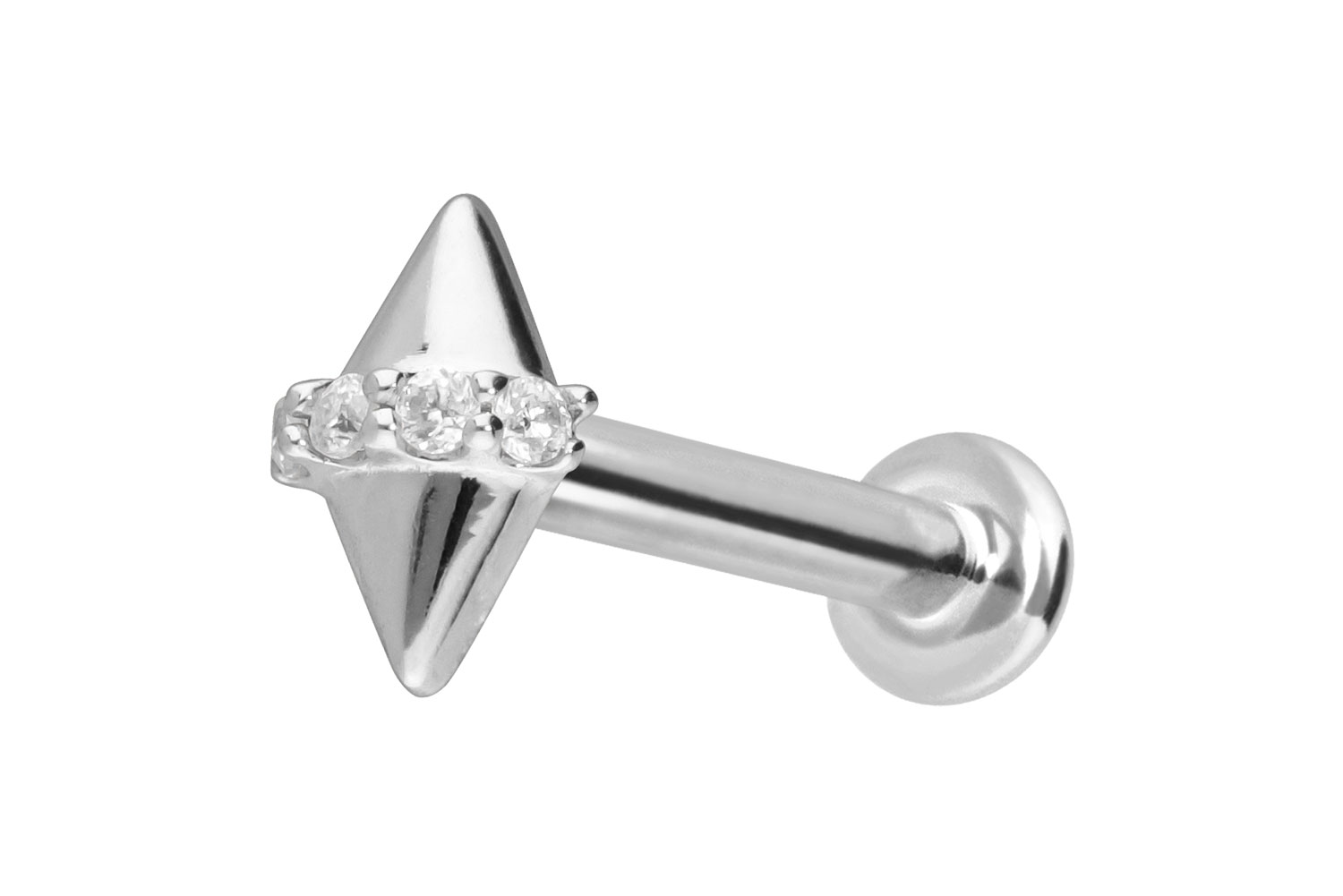 14 Karat Gold Labret Piercing mit Push Fit MOISSANITE + 2 SPITZEN